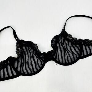Elle Macopherson Black Mesh Striped Ulined Bra